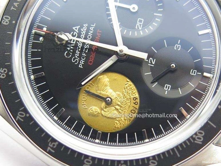 0524 Effortless Speedmaster Apollo 11 On SS Bracelet Manual Winding Chrono Movement 8225
